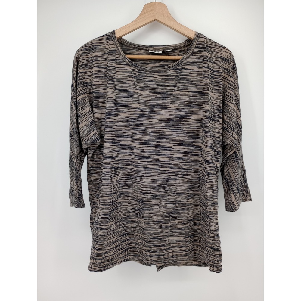 Cato Top Women M Brown Space Dye Split Back 3/4 Sleeve